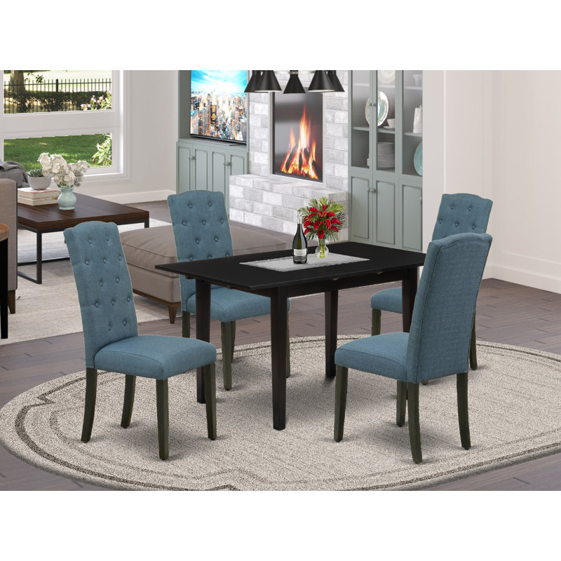 Alyssya Dining Set, 5, Black, Blue