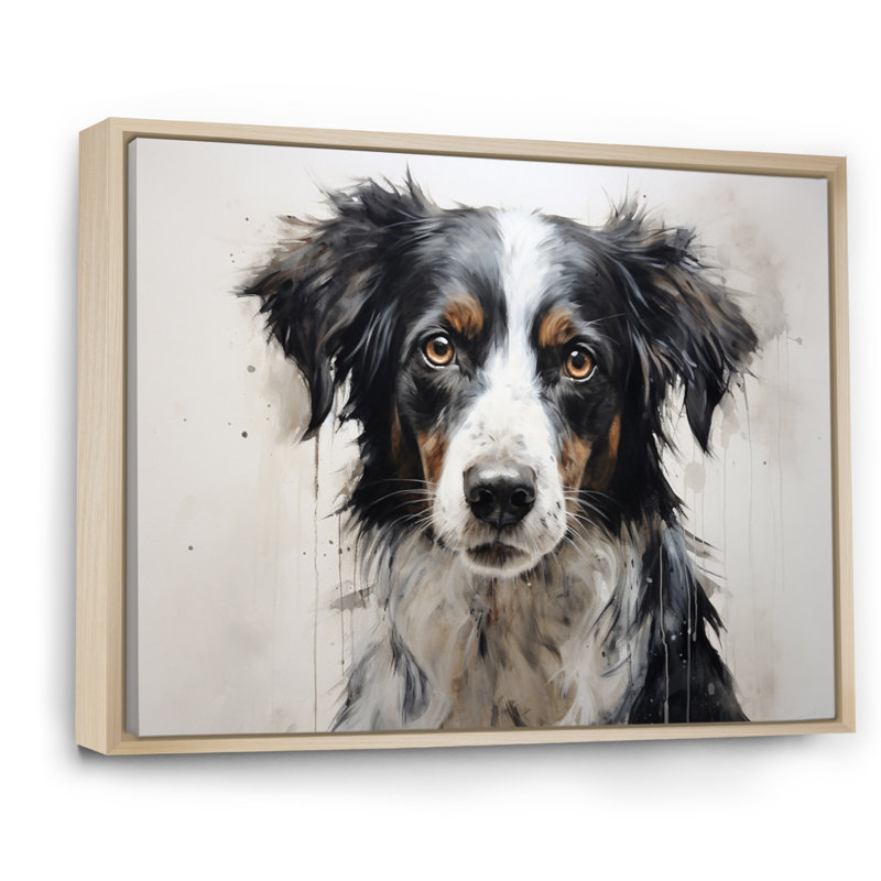 Dog Faithful Companion I - imprimé, Cadre naturel flottant, H 24 po x l 32 po x P 1 po