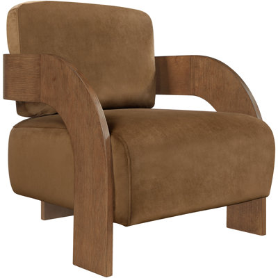 Cedra Saddle Velvet Performance Fabric Upholstered Accent Chair