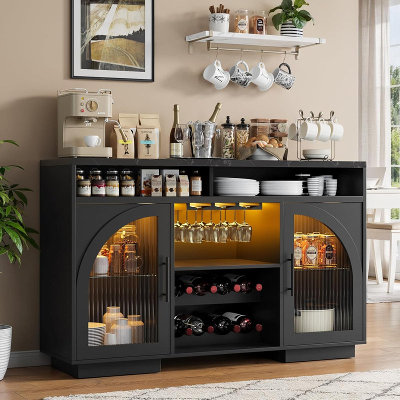 Armoire de cuisine avec DEL - noir, Noir