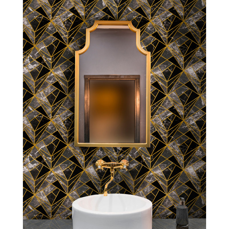 Manhattan Wallpaper Roll, Gray/Black/Gold