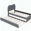 Lit plateforme simple tapissier avec pieds de support en bois et lit gigogne simple, gris