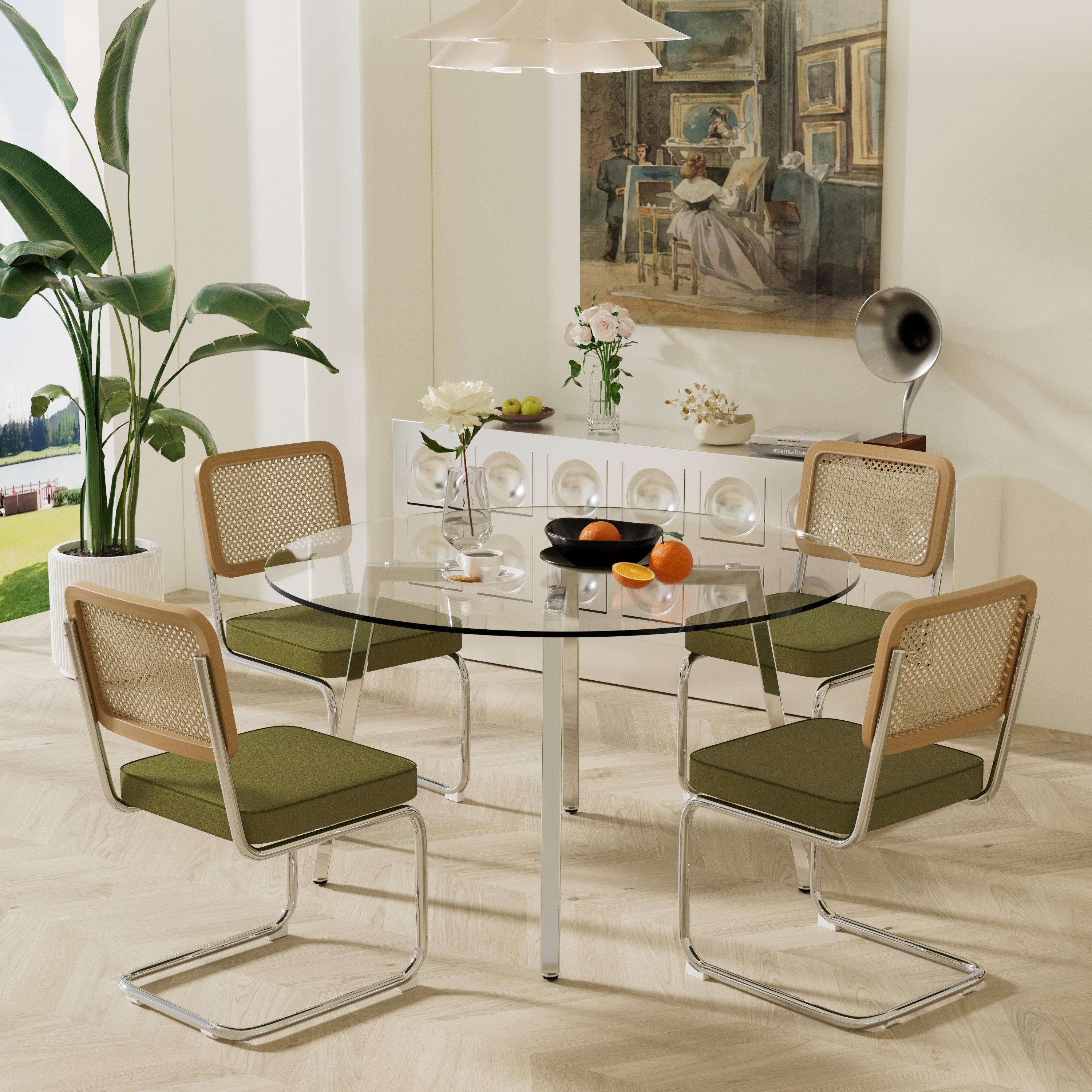 Ivy Bronx 5-Piece Round Glass Top Dining Set Reviews Wayfair