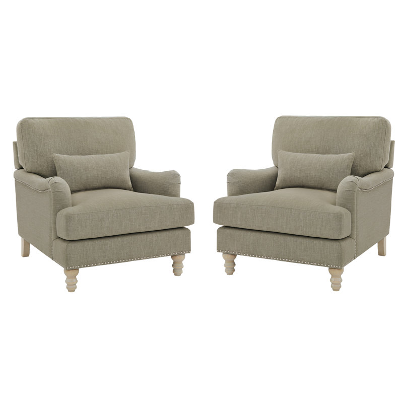 Aaleeyah Upholstered Armchair, Grayish Green/Gray
