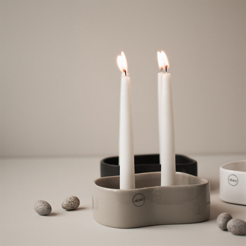 1.96'' H Ceramic Tabletop Candle Accessories, Off White