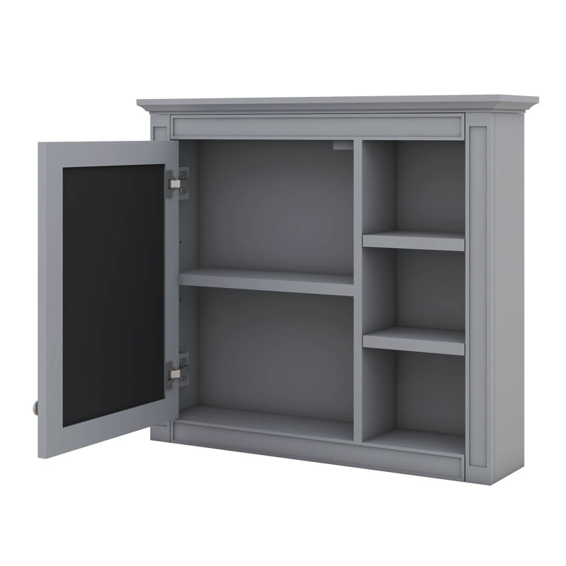Armoire murale 30 po x 28 po avec miroir, armoire à pharmacie avec 3 tablettes ouvertes (meuble-lavabo non inclus), Gris