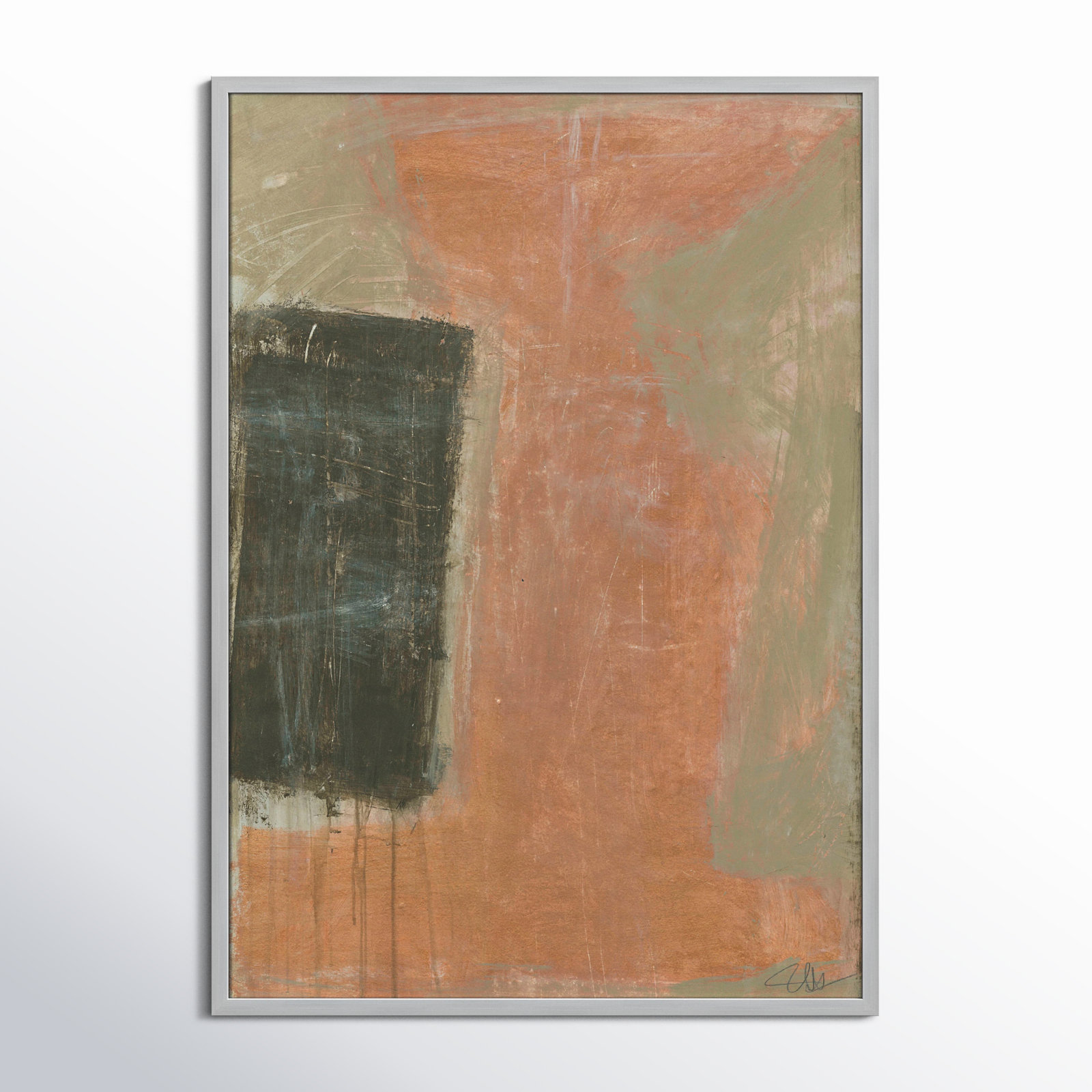 Anali "Autumn Sandbox" Painting, Matte Silver, 41.5" H x 29.5" W x 0.75" D