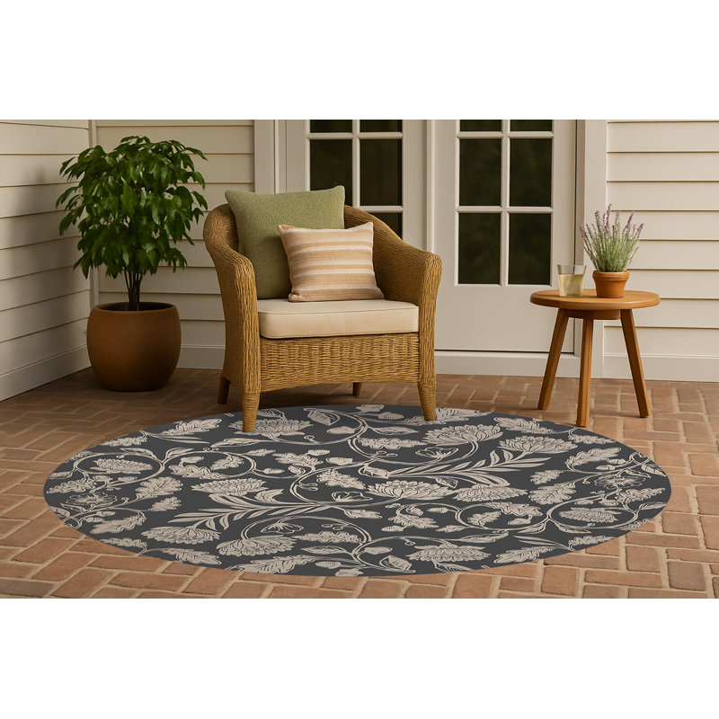 Tapis d'extérieur antidérapant Autumn Vines, Rond 5 pi