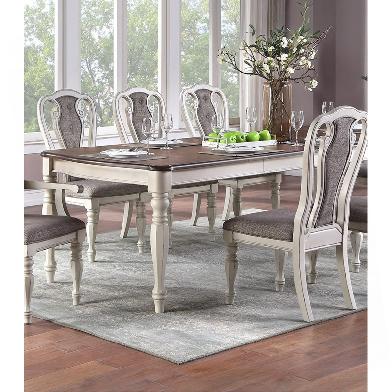 Table de salle à manger de style transitionnel 1pc avec 2 tables de salle à manger de style rectangulaire à finition chêne blanc