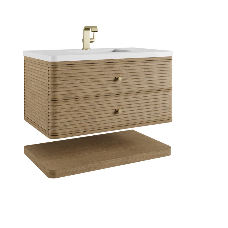 Allamari 36" W Single Vanity, White Zeus Silestone, Dune Mist, Single-Hole