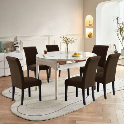 Chair Covers, Dining Chair Slipcovers, Stretch Seat Protector, Set Of 6
