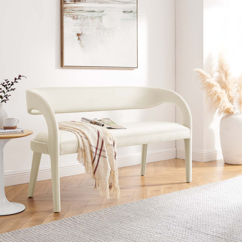 Modway Pinnacle Performance Velvet Accent Bench, Ivory