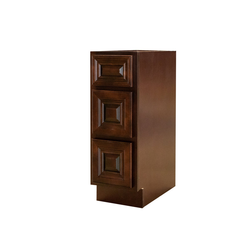 Base de meuble-lavabo sur pied simple à 3 tiroirs l 12 po prête à assembler, Espresso de minuit