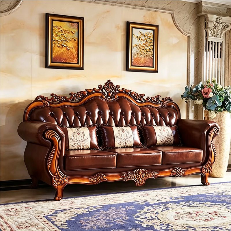 Canapé en cuir de luxe américain, L 90,5 po