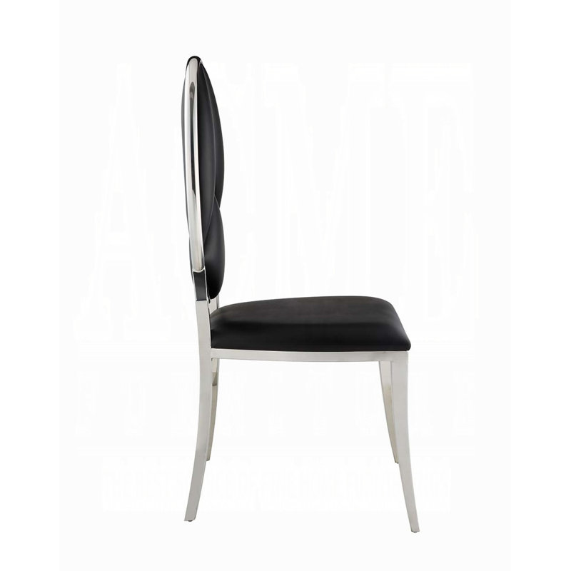 Black Faux Leather Upholstered Side Chair with Metal Frame