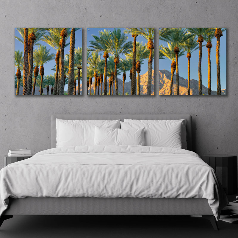 «Trees» par Dennis Frates, art mural en verre acrylique, ensemble de 3 pièces, H 36 po x l 108 po
