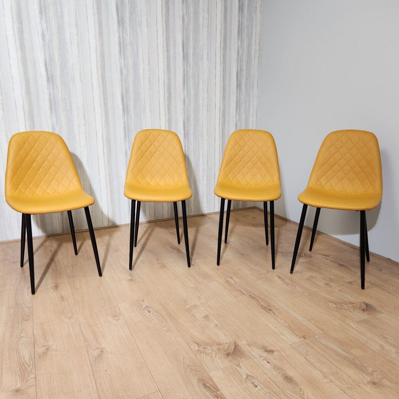 Penarth 44cm H Upholstered Metal Side Chair, Yellow, Black