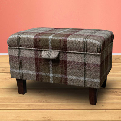 50.8cm Wide Rectangle Plaid Footstool Ottoman with Storage