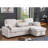 Mackenzie 91"W Beige Chenille Fabric Reversible Sleeper Sectional with Storage Chaise, Drop-Down Table, Cup Holders and Charging Ports-1415053927