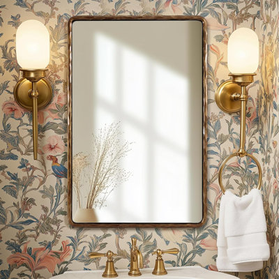 Miroir mural rectangulaire en fer forgé à la main Brunilde | Miroir de salle de bain rustique