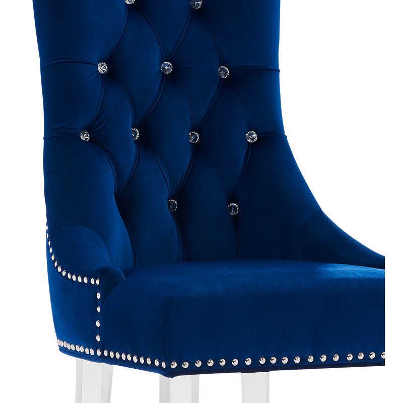 Danise 19'' H Tufted Velvet Upholstered Parsons Chair, Blue
