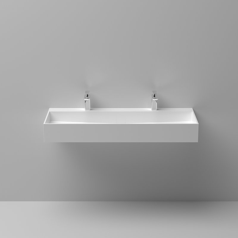 Homary 15.75'' Matte White Resin Rectangular Bathroom Sink