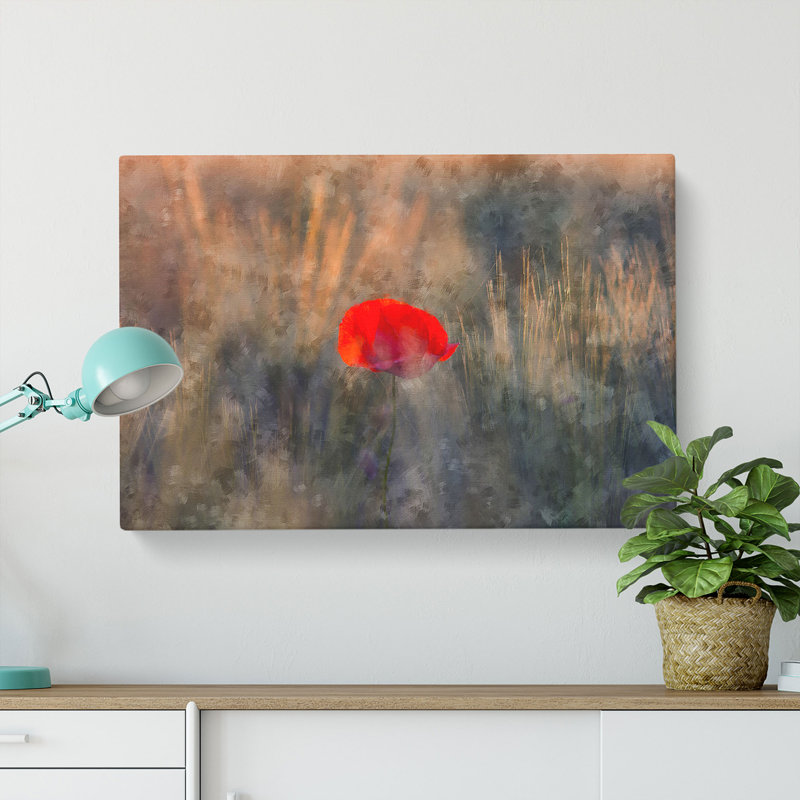 Red Poppy Flower - Wrapped Canvas, 40cm H x 60cm W x 3cm D
