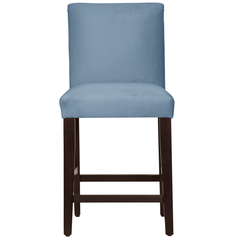 Tabouret de bar et de comptoir Hadrien, Tabouret de comptoir (siège d'une hauteur de 26 p, Espresso, Velours océan classique