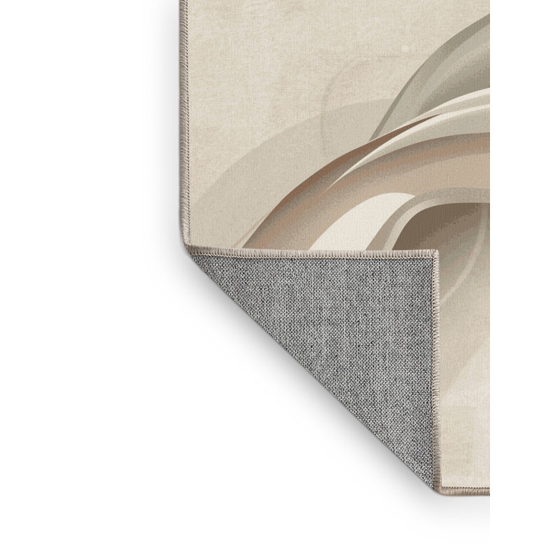 Tapis beige uni lavable à la machine de couleur moderne Brentwood, 6 x 9