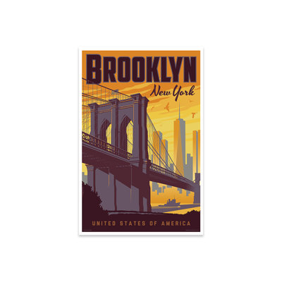 Brooklyn Bridge Travel, reproduction d'affiche sur verre acrylique
