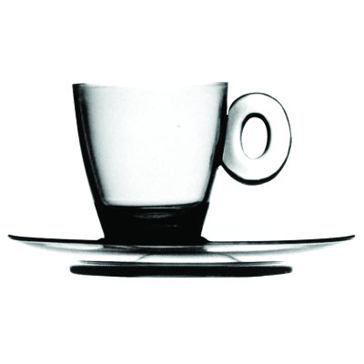 Polycarbonate Espresso Cup with Saucer - 6 Pieces - Clear
