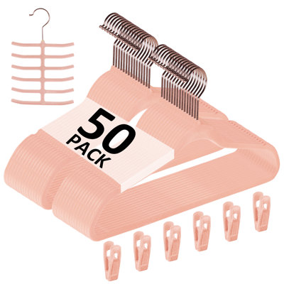Mackaylee Velvet Hangers, Non Slip Standard Clothes Hanger Set, Heavy Duty Ivory Hangers