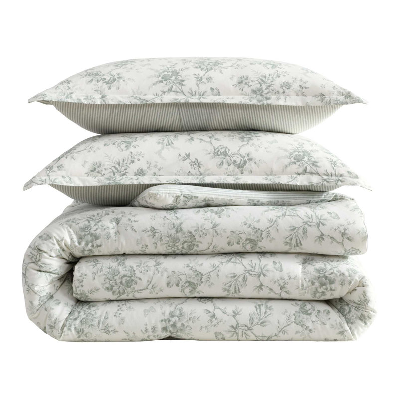Ensemble d'édredon en coton Laura Ashley, Édredon pour grand lit + 2 taies décoratives