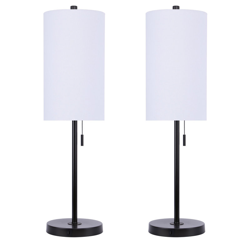 Ensemble de lampe de table avec USB 31,75 "Kelci, Bronze huilé, Blanc