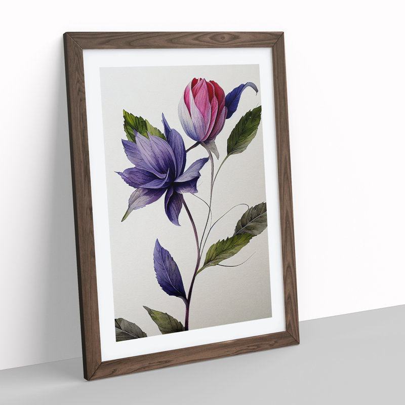 The Unique Flower - Framed Print, 34cm H x 25cm W x 2cm D, Walnut