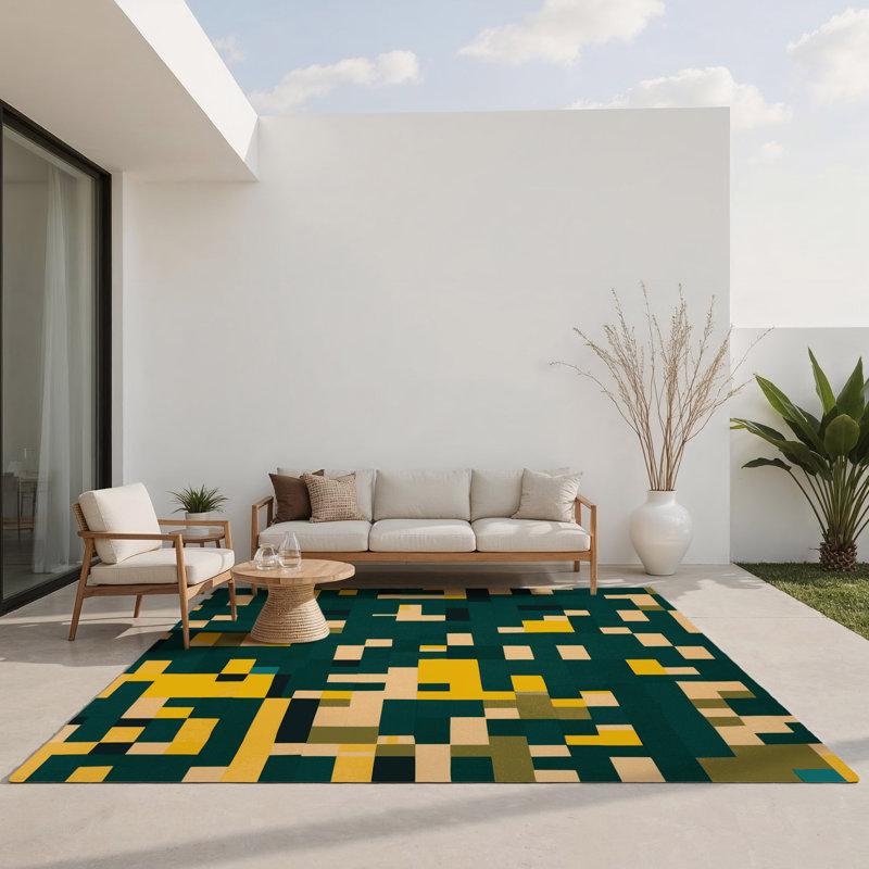 Tapis intérieur et extérieur Pixel Pastures, Rectangle 1 pi 6 po x 2 pi 6 po