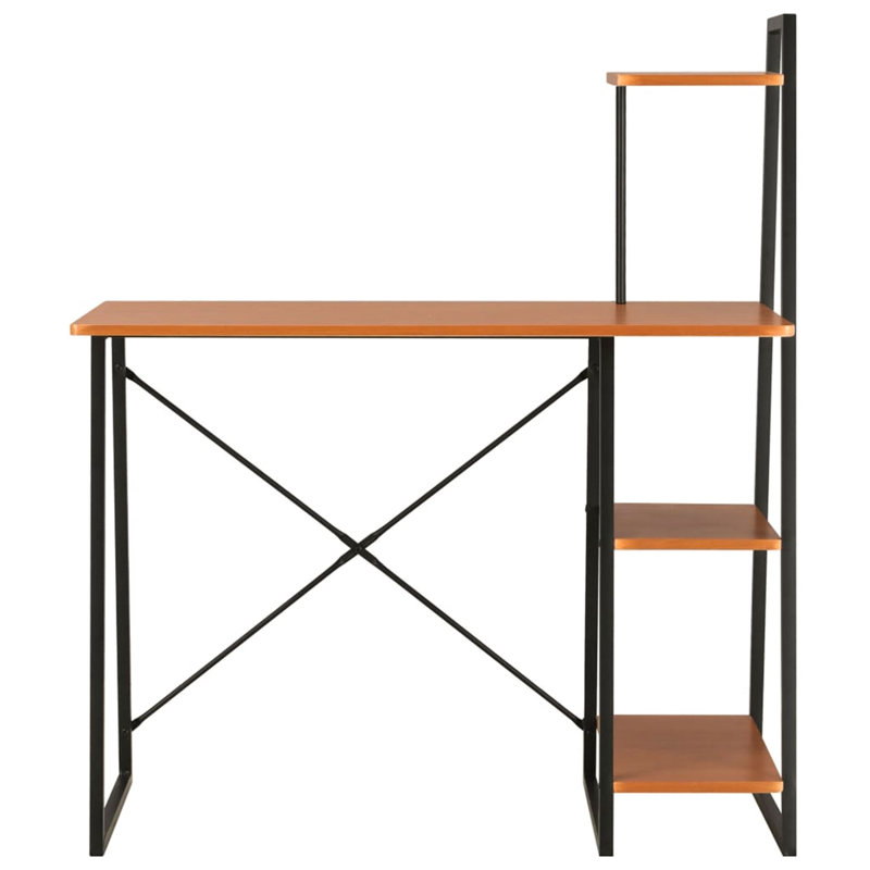 Steel Writing Desk, Black, Brown