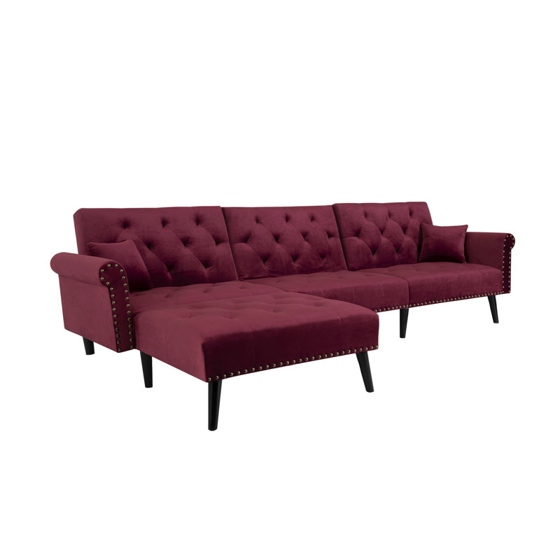 Canapé-lit 114,5 po, Velours rouge