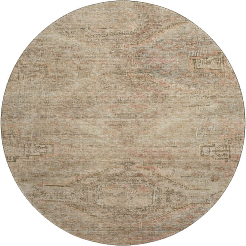 Premium Machine Washable Marasco AMF1631 Global Rug, Round 8'