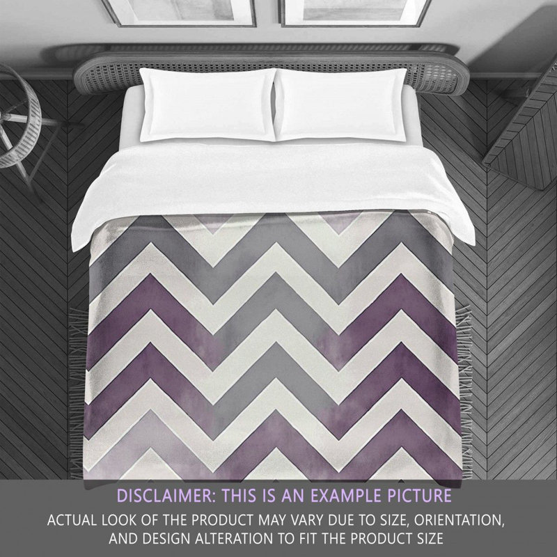 Chevron Comforter, Queen Comforter, Gray/Purple