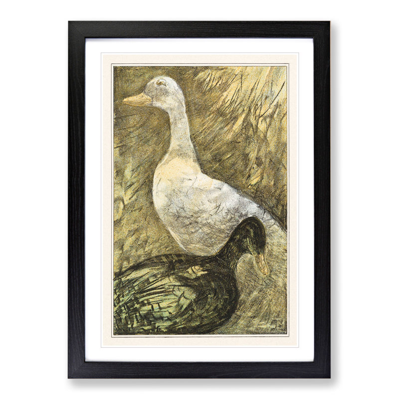 Two Standing Ducks by Theo Van Hoytema - Picture Frame Painting, Black Framed, 65cm H x 48cm W x 2cm D