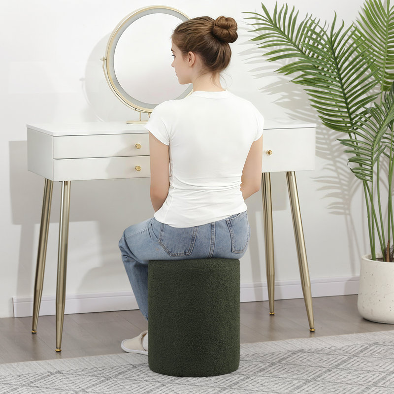 15”H Fabric Upholstered Footrest Ottoman, Green
