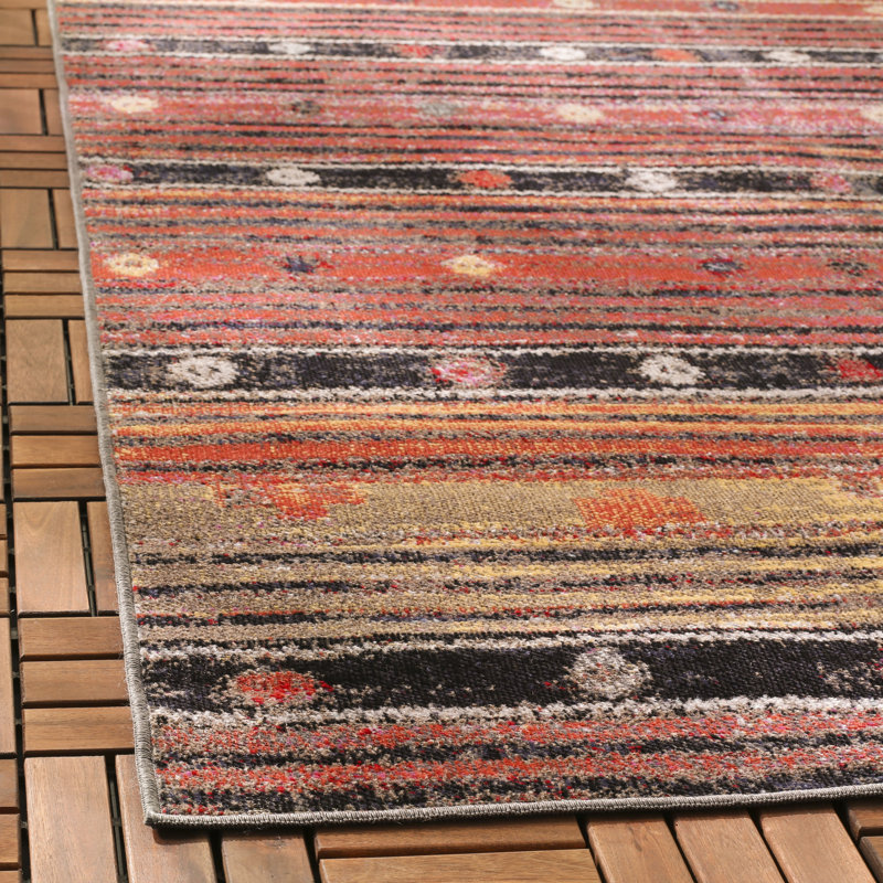 Gideon Hooked Rust/Taupe Indoor/Outdoor Rug, Rectangle 155 x 229 cm