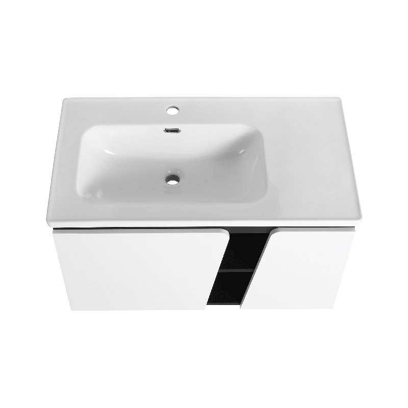 Meuble-lavabo mural 36 po, noir et blanc