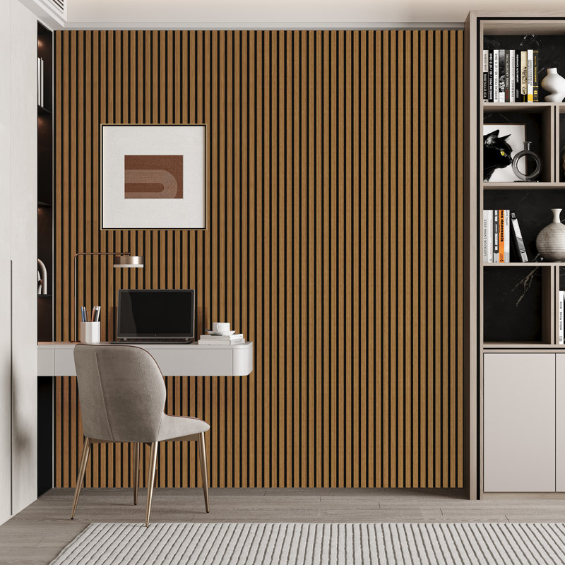 4 panneaux muraux à lattes acoustique L 106 po x l 12,6 po PCS, aspect bois écologique pour le mur et le plafond de la maison / bureau (37,12 pieds carrés)