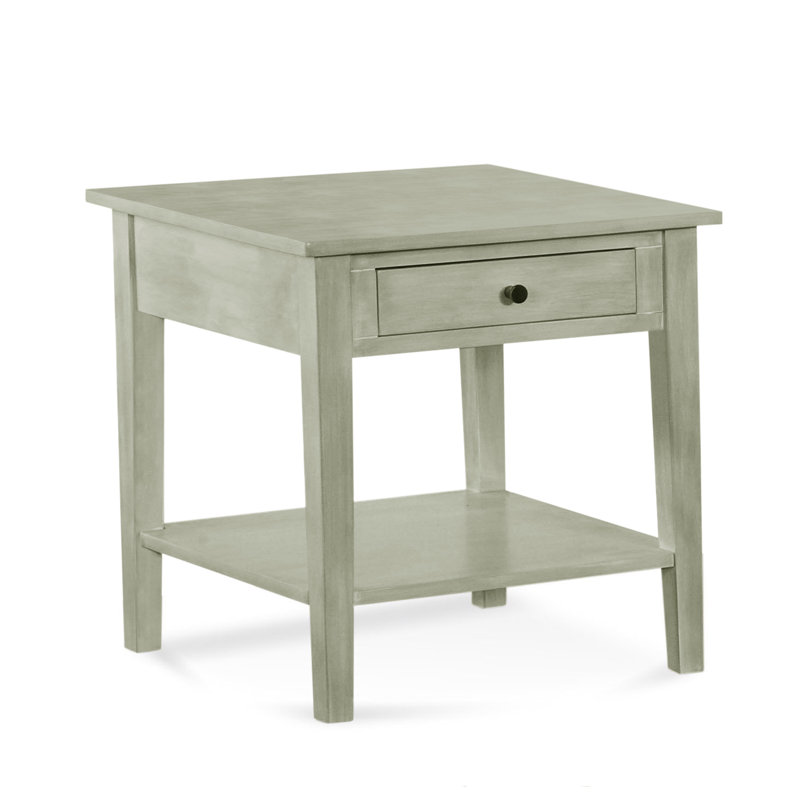 East Solid Wood End Table, Greystone