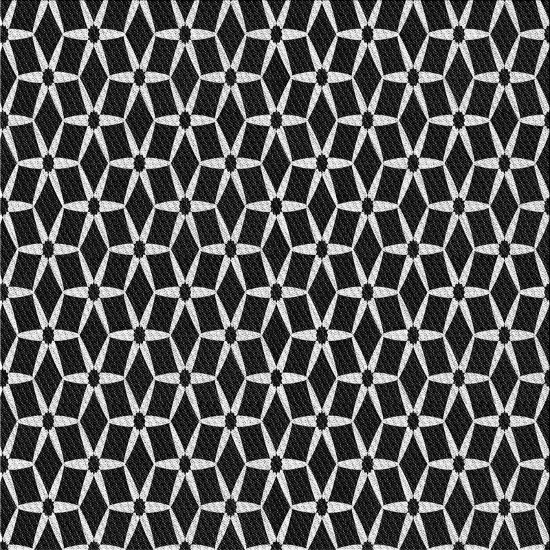 Tapis noir et blanc à motif géométrique, Carré 6 pi