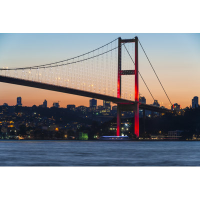 Istanbul Bosphorus Bridge At Dusk by Meryem Topal - Wrapped Canvas Print