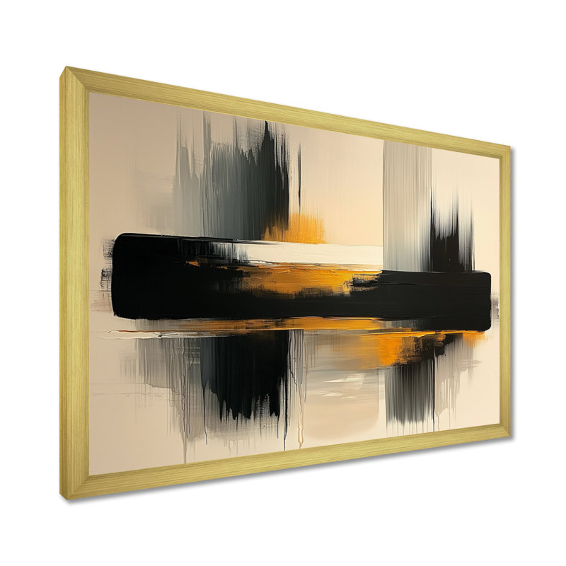 Noir et jaune, rêverie sans limites - art mural minimalisme, H 34 po x l 44 po, Reproduction encadrée d'une seule photo, Doré