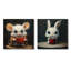 Drôle de lapin ayant un thé I - souris, art mural - décoration murale moderne 2 pièces-1005259755-1005259753-1005259670